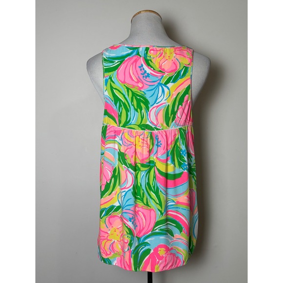 Lilly Pulitzer Sleeveless Tropical Tunic Top M Coastal Resort Floral Relaxed - Picture 2 of 7